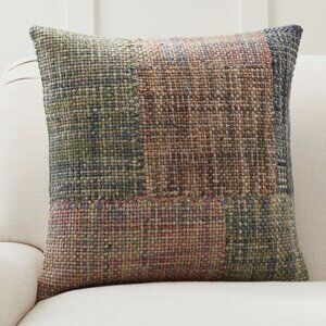 Pottery Barn pair of Renly Patchwork Pillow Cover set 2 multicolor linen wool